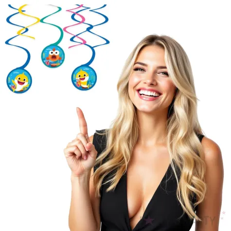 dekoracja wiszaca swiderki baby shark amscan 6 szt