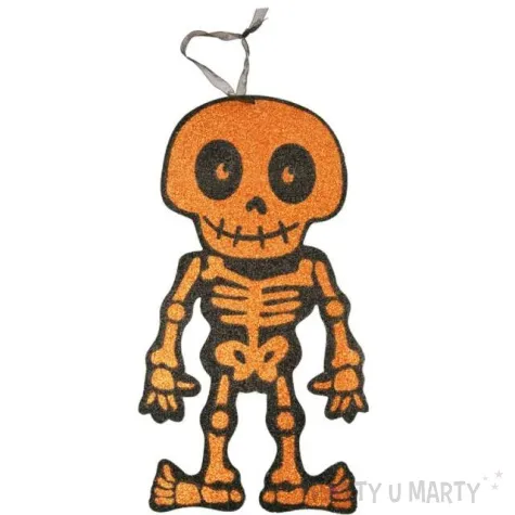 dekoracja wiszaca szkielet blyskotrupek brokatowy pomaranczowy arpex 30 cm