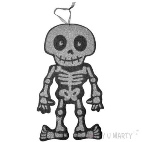 dekoracja wiszaca szkielet blyskotrupek brokatowy szary arpex 30 cm