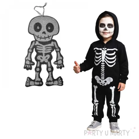 dekoracja wiszaca szkielet blyskotrupek brokatowy szary arpex 30 cm