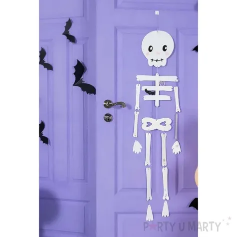 dekoracja wiszaca szkielet halloween bialy partydeco 110 cm