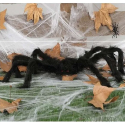 dekoracja wlochaty pajak czarny topgift 70 cm