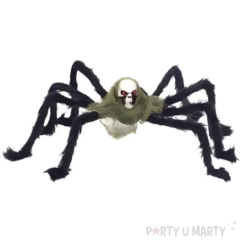 dekoracja wlochaty pajak czaszka czarny partytino