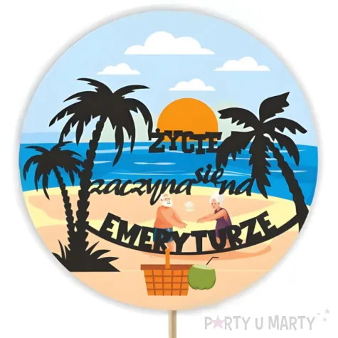 dekoracja z okazji przejscia na emeryture topper na tort zycie zaczyna sie na emeryturze