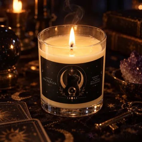 dekoracja zabawny prezent na andrzejki swieca zapachowa zapach szczescia swieczka czarny kot