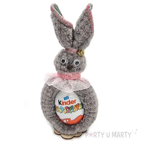dekoracja zajaczek do jajka szaro rozowy