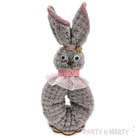 dekoracja zajaczek do jajka szaro rozowy