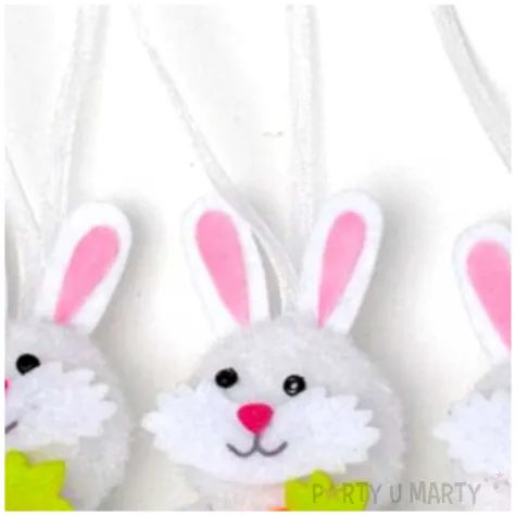 dekoracja zawieszki kroliczki biale 7 cm aliga 3 szt