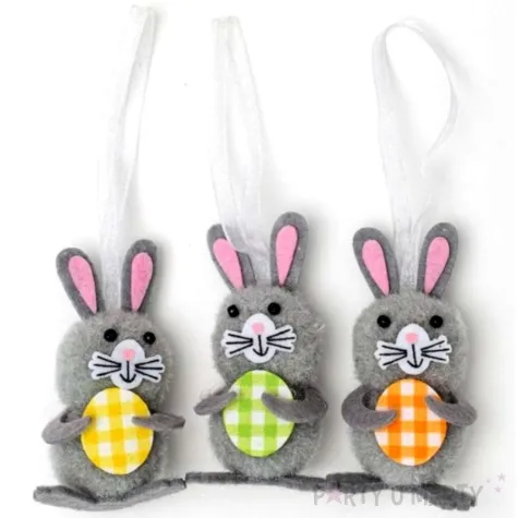 dekoracja zawieszki kroliczki szare 7 cm aliga 3 szt