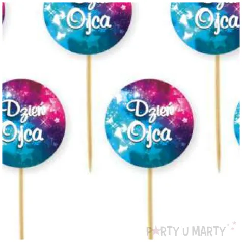 dekoracje babeczek na dzien ojca pikery na muffinki 23 czerwca gwiazdki rozowo turkusowe x6