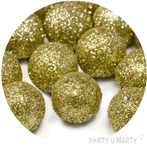 dekoracje brokatowe kula zloty partydeco 2cm 25szt