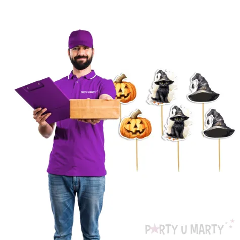 dekoracje do muffinek przekasek na halloween pikery szpilki dynia kot kapelusz szpilki x6
