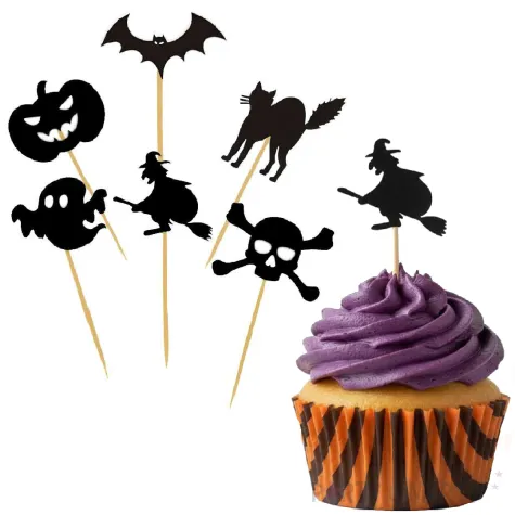 dekoracje do muffinek przekasek na halloween pikery szpilki mix ozdoby 6 szt