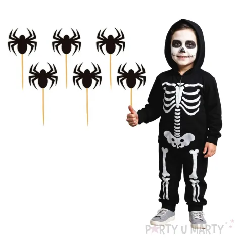 dekoracje do muffinek przekasek na halloween pikery szpilki pajaki czarne ozdoby 6 szt
