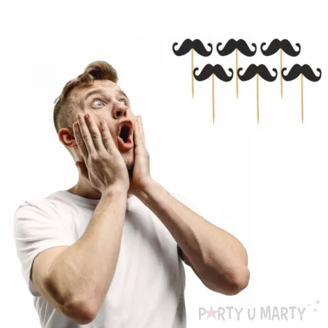 dekoracje do muffinek przekasek na movember pikery wasy czarne 6 szt