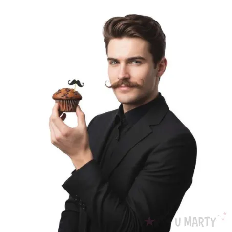 dekoracje do muffinek przekasek na movember pikery wasy czarne 6 szt