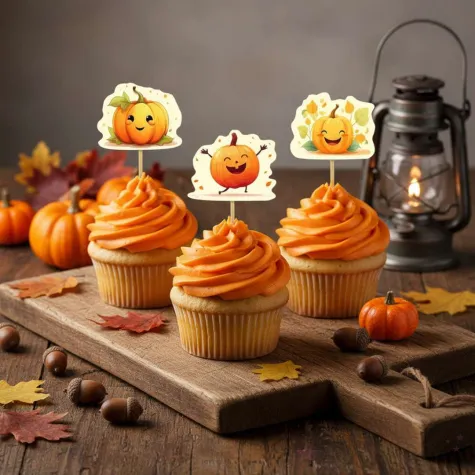 dekoracje do muffinek przekasek pikery szpilki happy halloween swieto dyni 6 szt