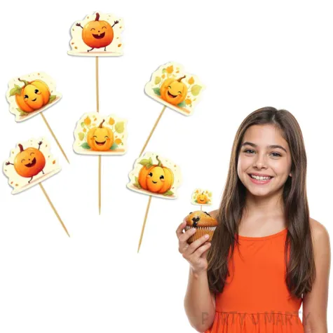 dekoracje do muffinek przekasek pikery szpilki happy halloween swieto dyni 6 szt