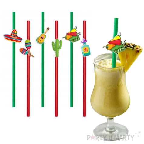 dekoracje do napojow na meksykanskie party slomki papierowe lato w meksyku pikantne x6