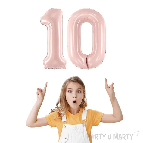 dekoracje na 10 urodziny rocznice zestaw balonow liczba 10 rozowy jasny 34 dgt 2 elementy