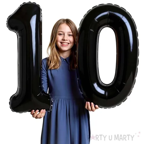dekoracje na 10 urodziny rocznice zestaw balonow xl liczba 10 czarny 39 dgt 2 szt