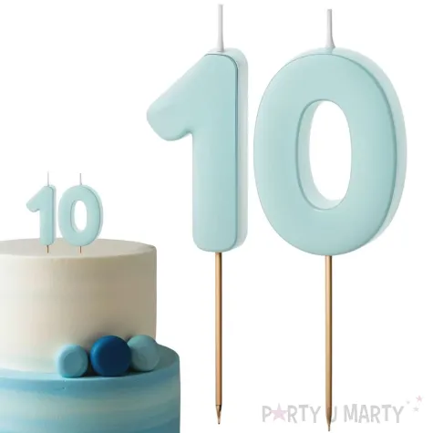 dekoracje na 10 urodziny swieczki na tort liczba 10 niebieski 4 5 cm 2 szt