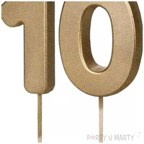 dekoracje na 10 urodziny swieczki na tort liczba 10 zloty 4 5 cm 2 szt