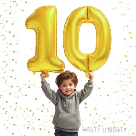dekoracje na 10 urodziny zestaw balonow liczba 10 zloty 33 dgt 2 elementy