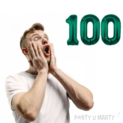 dekoracje na 100 urodziny zestaw balonow xl liczba 100 butelkowy zielony 39 dgt 2 szt