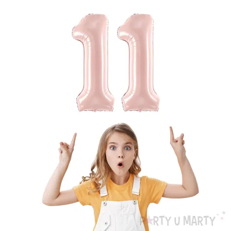 dekoracje na 11 urodziny rocznice zestaw balonow liczba 11 rozowy jasny 34 dgt 2 elementy