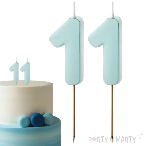 dekoracje na 11 urodziny swieczki na tort liczba 11 niebieski 4 5 cm 2 szt