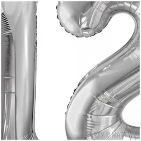 dekoracje na 12 urodziny rocznice zestaw balonow liczba 12 srebrny 39 dgt 2 elementy
