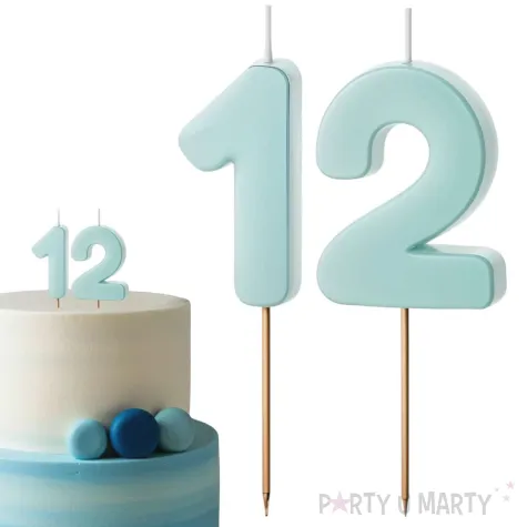 dekoracje na 12 urodziny swieczki na tort liczba 12 niebieski 4 5 cm 2 szt