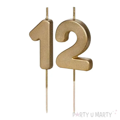 dekoracje na 12 urodziny swieczki na tort liczba 12 zloty 4 5 cm 2 szt
