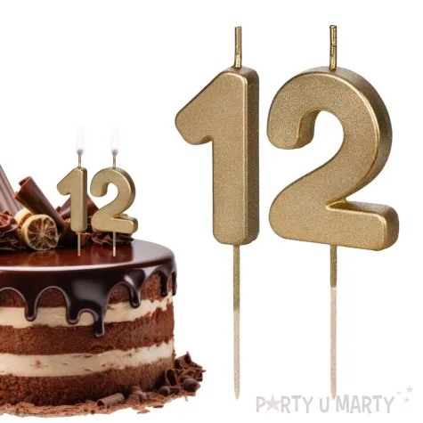 dekoracje na 12 urodziny swieczki na tort liczba 12 zloty 4 5 cm 2 szt