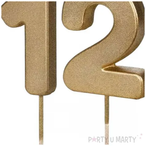 dekoracje na 12 urodziny swieczki na tort liczba 12 zloty 4 5 cm 2 szt