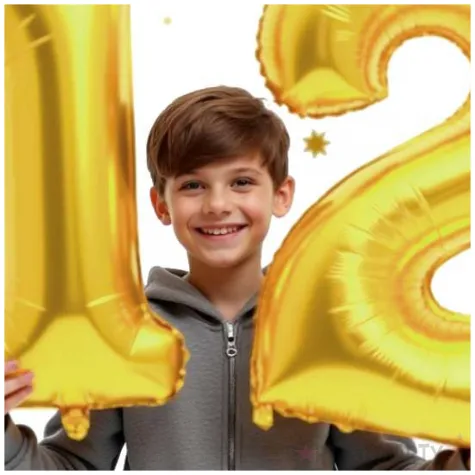 dekoracje na 12 urodziny zestaw balonow liczba 12 zloty 33 dgt 2 elementy