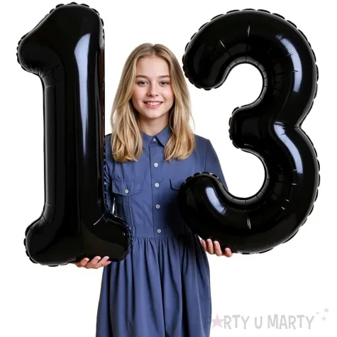 dekoracje na 13 urodziny rocznice zestaw balonow xl liczba 13 czarny 39 dgt 2 szt