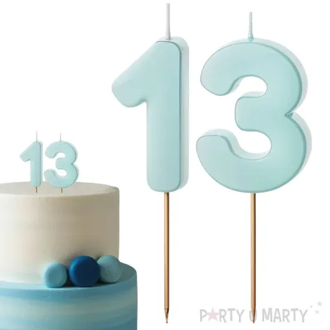 dekoracje na 13 urodziny swieczki na tort liczba 13 niebieski 4 5 cm 2 szt