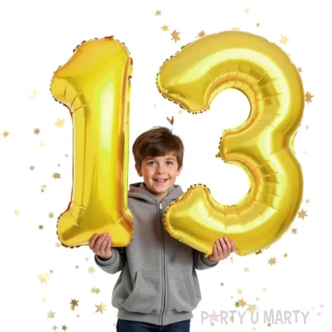 dekoracje na 13 urodziny zestaw balonow liczba 13 zloty 33 dgt 2 elementy
