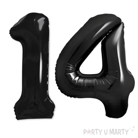 dekoracje na 14 urodziny rocznice zestaw balonow xl liczba 14 czarny 39 dgt 2 szt