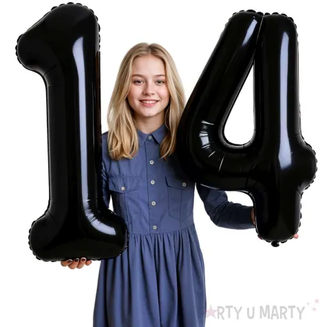 dekoracje na 14 urodziny rocznice zestaw balonow xl liczba 14 czarny 39 dgt 2 szt