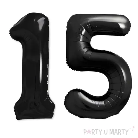 dekoracje na 15 urodziny rocznice zestaw balonow xl liczba 15 czarny 39 dgt 2 szt