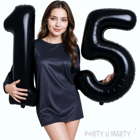 dekoracje na 15 urodziny rocznice zestaw balonow xl liczba 15 czarny 39 dgt 2 szt