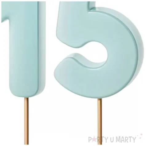 dekoracje na 15 urodziny swieczki na tort liczba 15 niebieski 4 5 cm 2 szt