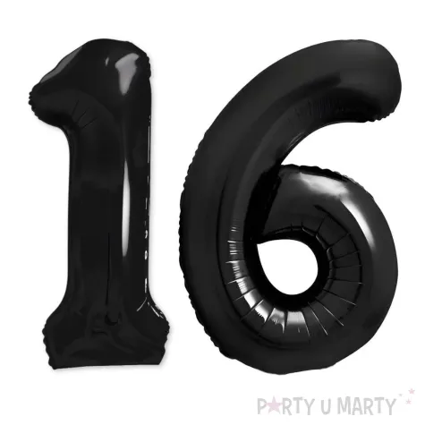 dekoracje na 16 urodziny rocznice zestaw balonow xl liczba 16 czarny 39 dgt 2 szt