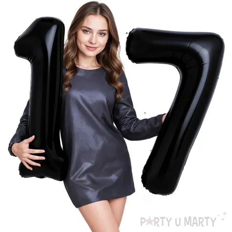 dekoracje na 17 urodziny rocznice zestaw balonow xl liczba 17 czarny 39 dgt 2 szt