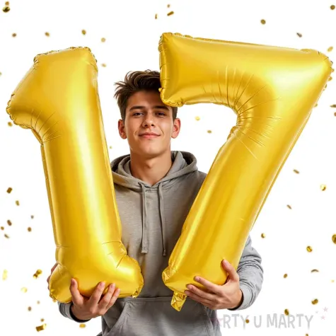 dekoracje na 17 urodziny zestaw balonow liczba 17 zloty 33 dgt 2 elementy