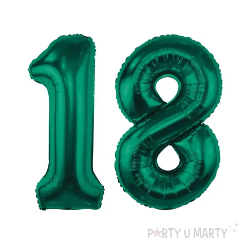dekoracje na 18 urodziny osiemnastke zestaw balonow xl liczba 18 butelkowy zielony 39 dgt