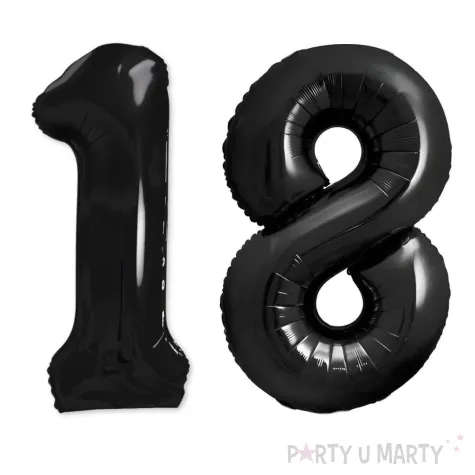dekoracje na 18 urodziny osiemnastke zestaw balonow xl liczba 18 czarny 39 dgt 2 szt